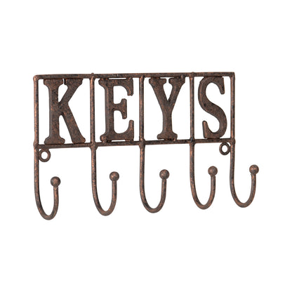 Cast Iron Keys w 5 Hooks 21cm