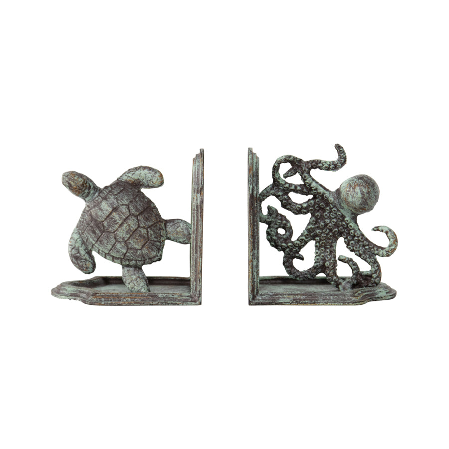 Cast Iron Octopus & Turtle Book Ends Set 12cm - Image 2