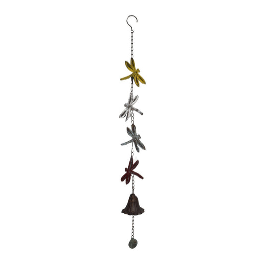 Hanging 4 Dragonflies w Cast Iron Bell 84cm