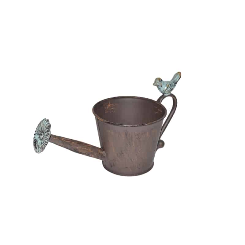 Watering Can Shape Potplanter w Blue Flower 28cm - Image 5