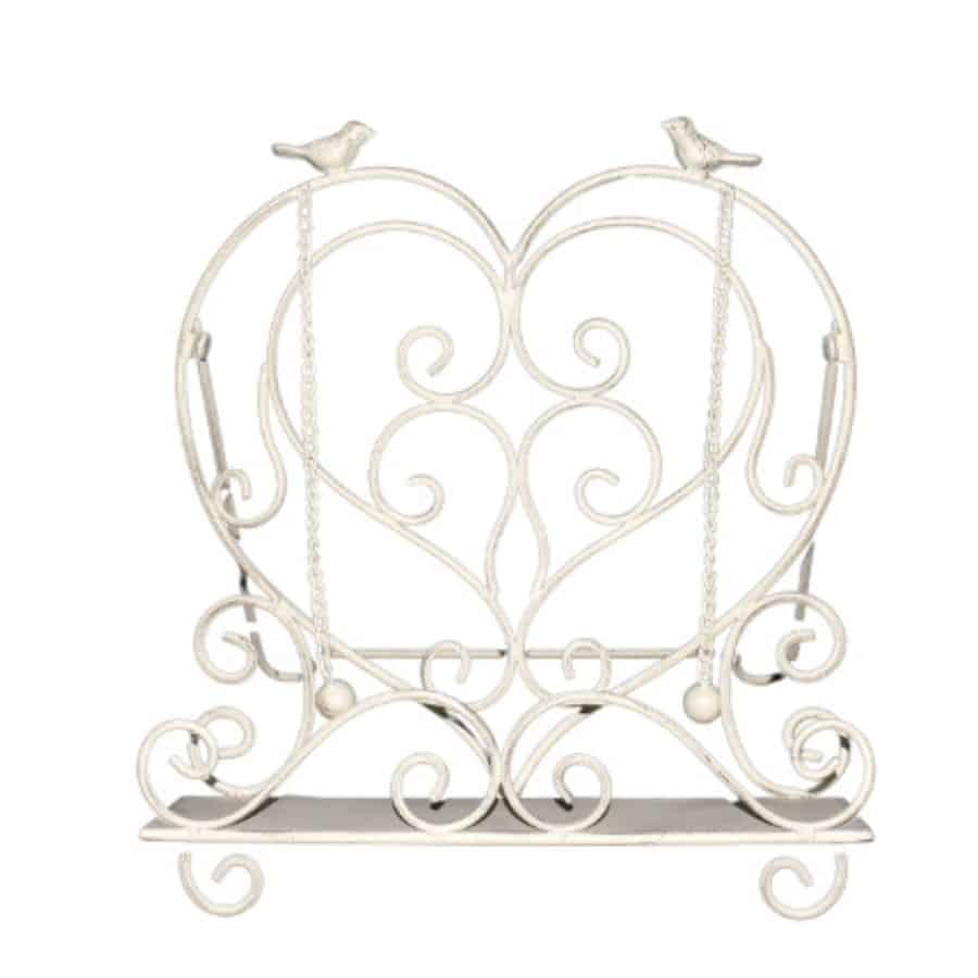 Heart Shape Recipe / Book Stand w Birds 35cm - Image 3