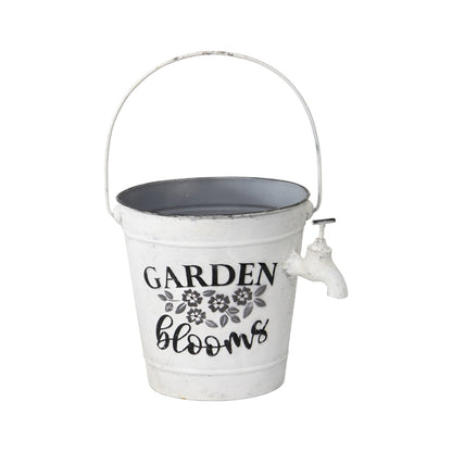 Country Garden Bucket Planter w Decorative Tap 27cm - Image 2