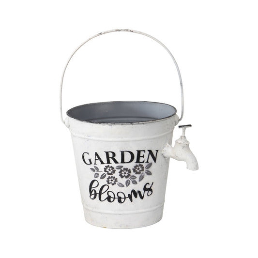 Country Garden Bucket Planter w Decorative Tap 27cm - Image 2
