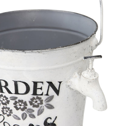 Country Garden Bucket Planter w Decorative Tap 27cm - Image 3