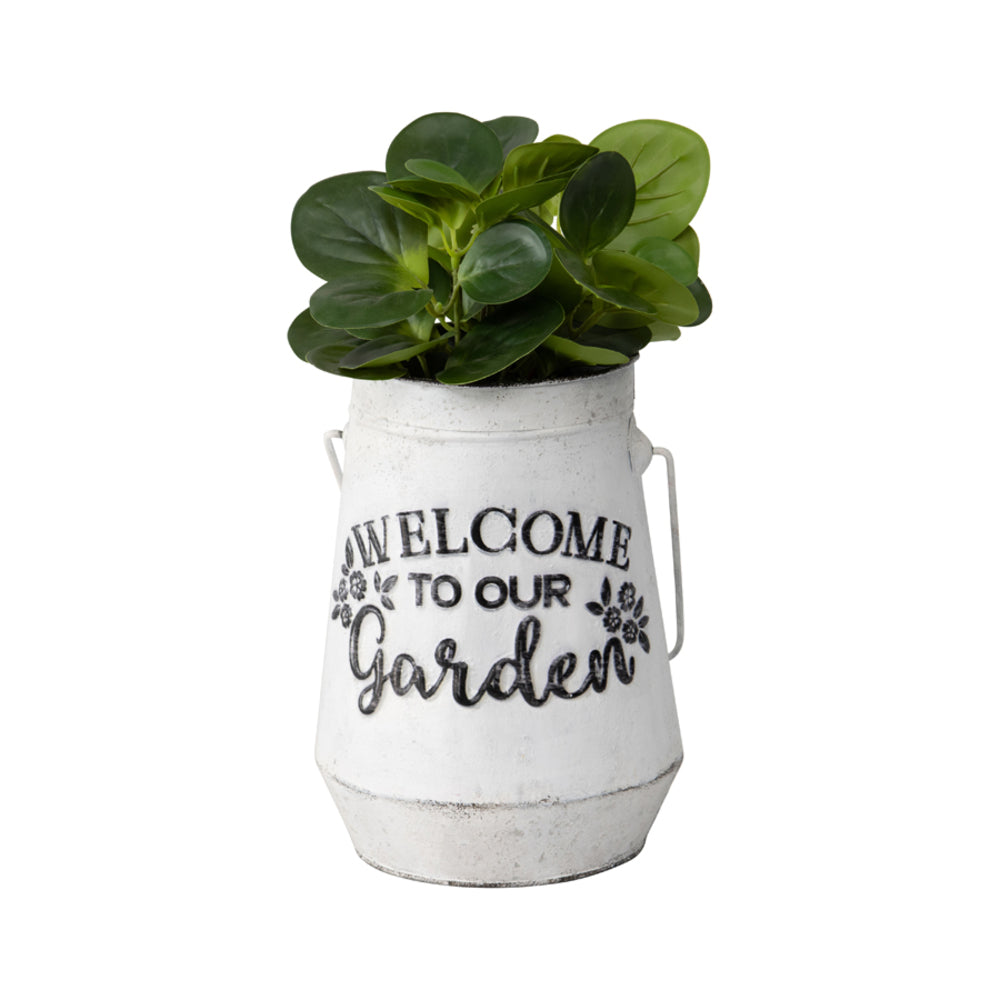 Country Garden Welcome Planter w Handle 24cm