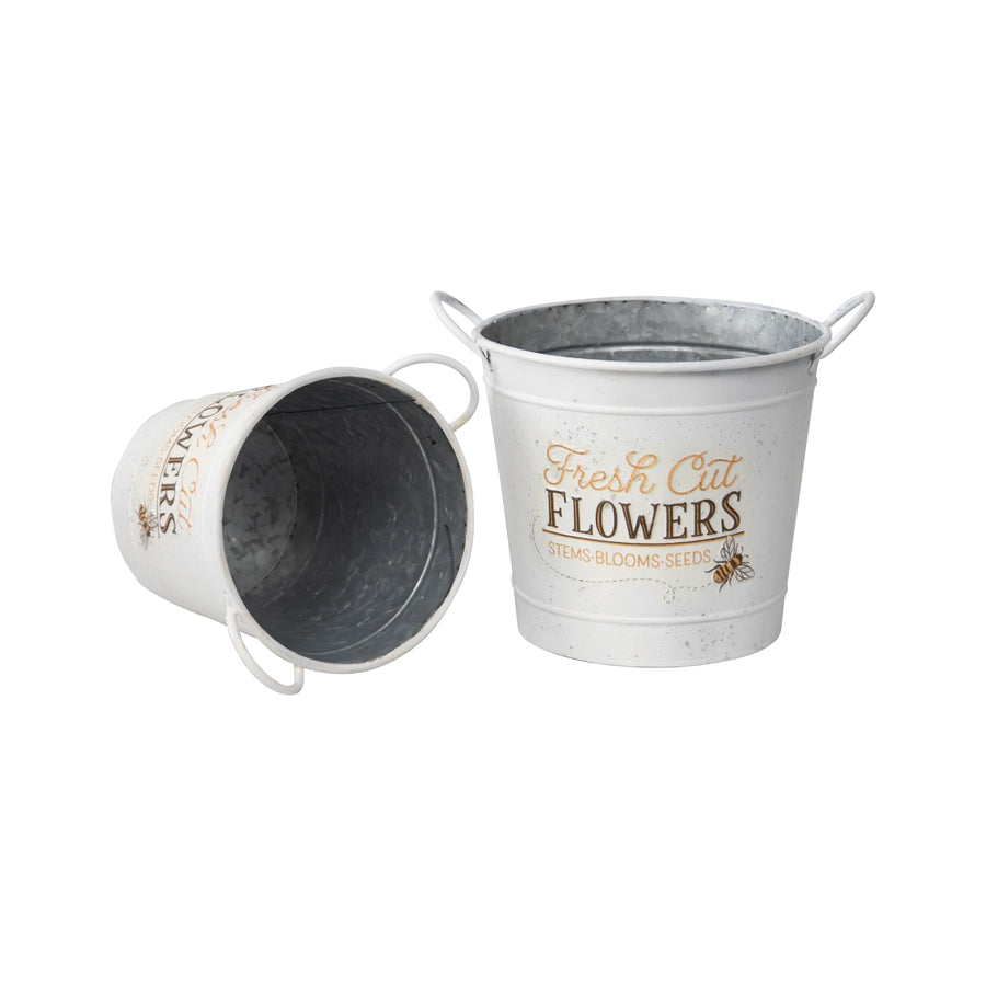 Set 2 Flowers Bucket Planters 32cm - Image 3