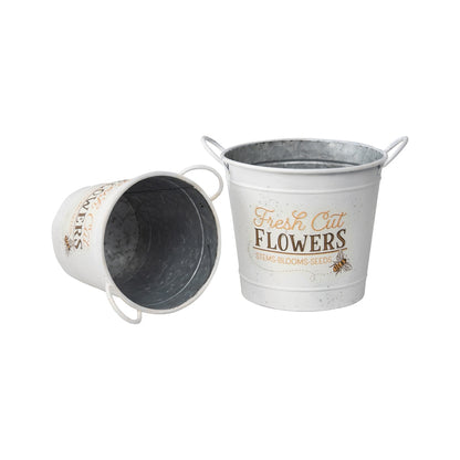Set 2 Flowers Bucket Planters 32cm - Image 3