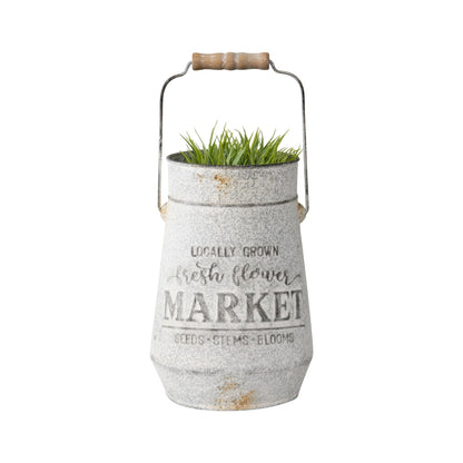 Distressed Flower Market Planter w Handle 26cm - Image 3