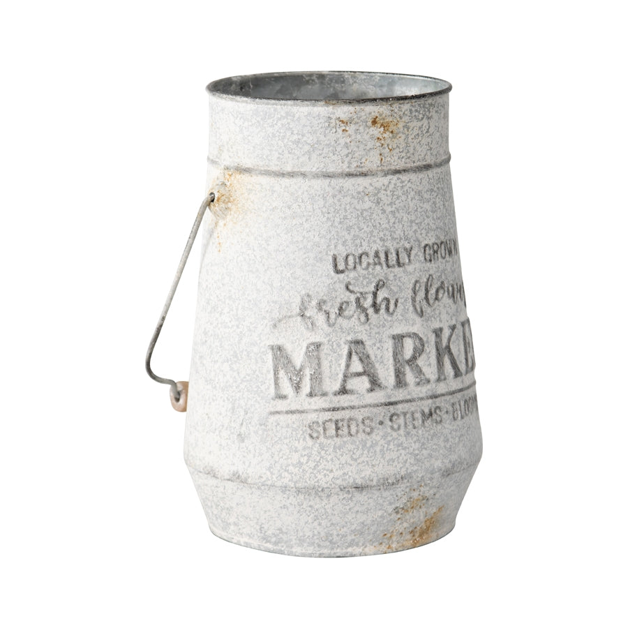 Distressed Flower Market Planter w Handle 26cm - Image 4