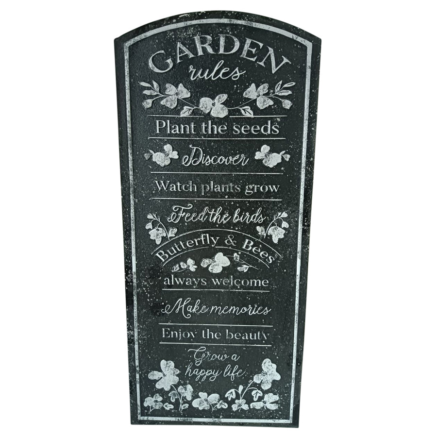 Garden Rules Wall Sign 31x68cm