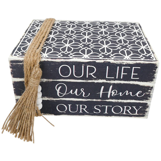 Decorative Vintage 'Our Life' Books w/ Beaded Tassel 16x10cm