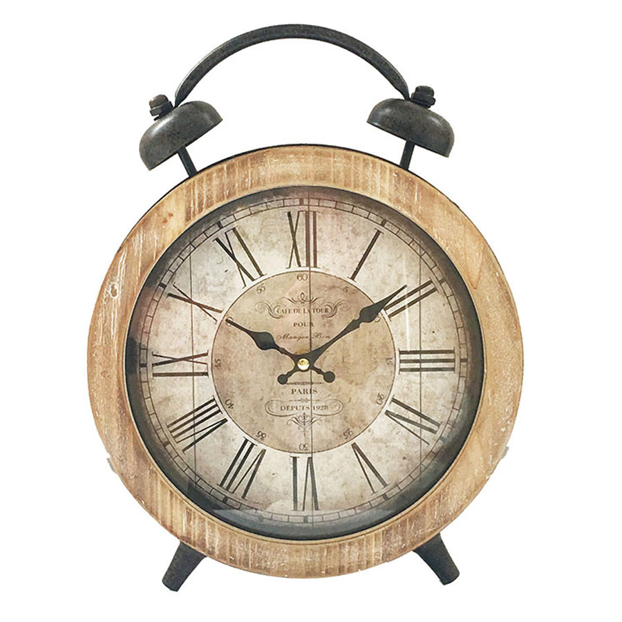 Large Cafe de la Tour Tabletop Clock w Faux Alarm 32cm