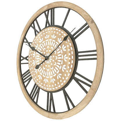 XL Carved Industro Hamptons Wall Clock 60cm - Image 3