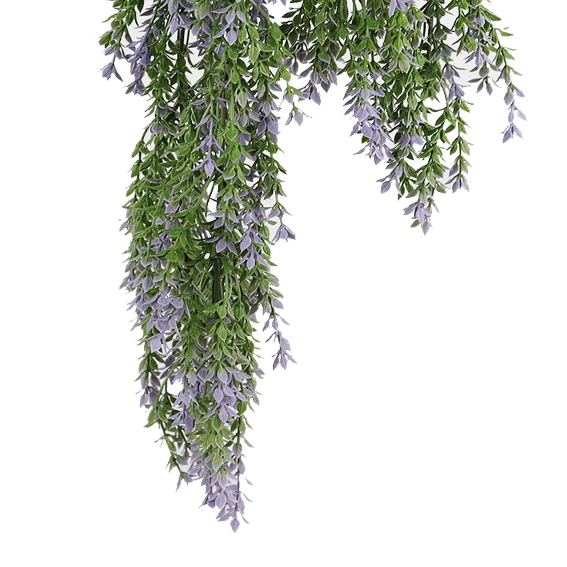 Artificial Hanging Purple and Green Willow Leaf Garland Bush UV Resistant and Fire Rated 20cm x 76cm - Image 3