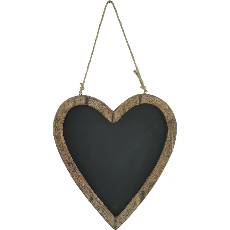 Wood-Framed Hanging Heart Blackboard 36cm