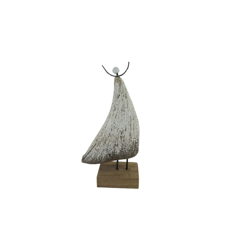 Set 2 Contemporary Wooden Angels Assort 24cm, 20cm - Image 2