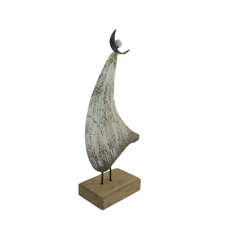 Set 2 Contemporary Wooden Angels Assort 24cm, 20cm - Image 3