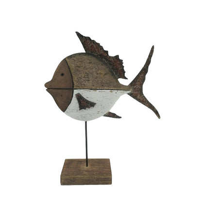 Set 2 Handcrafted Fish On Base Assort 28cm, 20cm - Image 2
