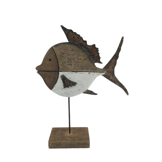 Set 2 Handcrafted Fish On Base Assort 28cm, 20cm - Image 2