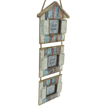 Handcrafted 3-Photo Frame Hanging Beach Houses 78cm - Image 2