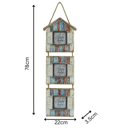 Handcrafted 3-Photo Frame Hanging Beach Houses 78cm - Image 5