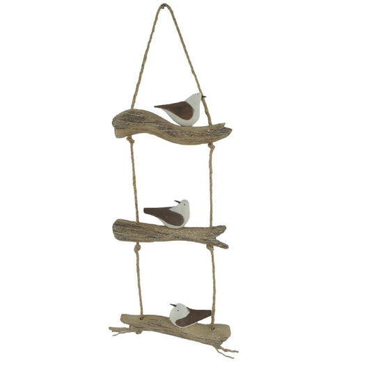 Birds On Driftwood w Rope Wall Art 47cm