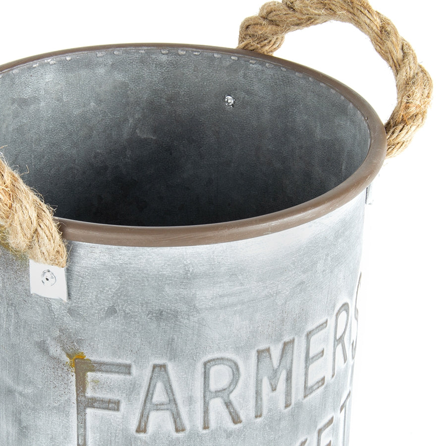 Set 2 Farmers Market Round Bucket Planters 29cm, 26cm - Image 3