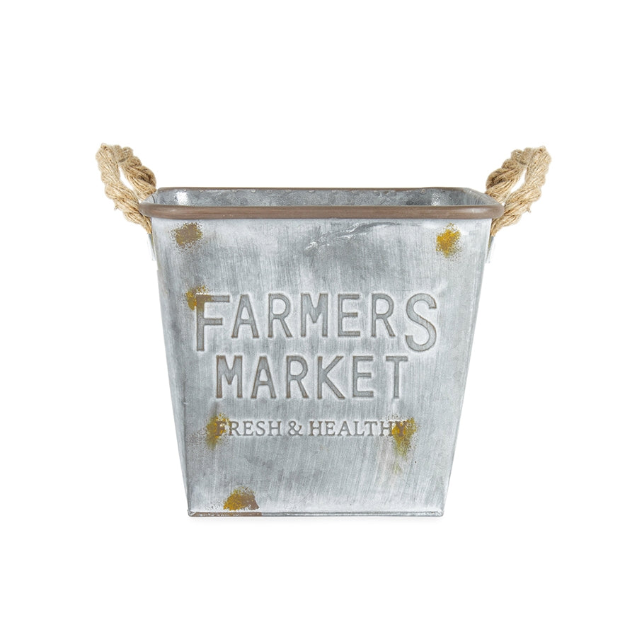 Farmers Market Square Bucket Planter 24cm