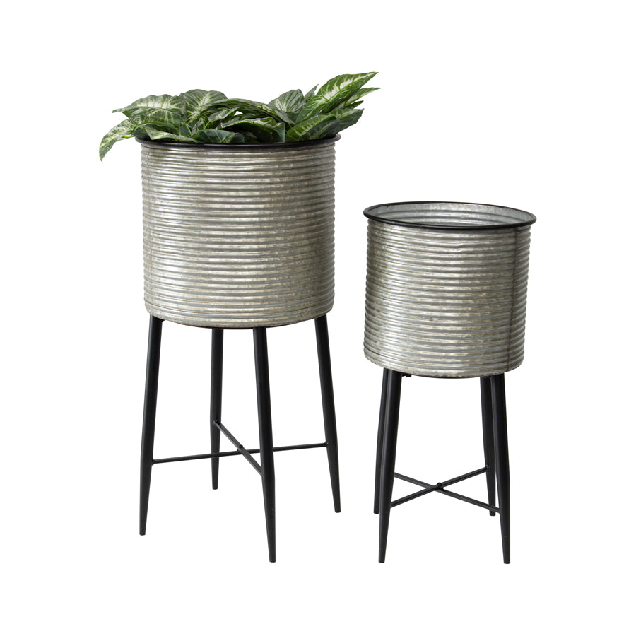 Set 2 Industro Chic Stilted Pot Planters 56cm - Image 2