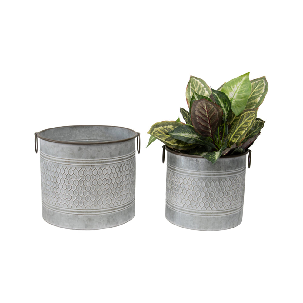 Set 2 Chicken Wire Look Storage Buckets / Planters 34cm, 28cm