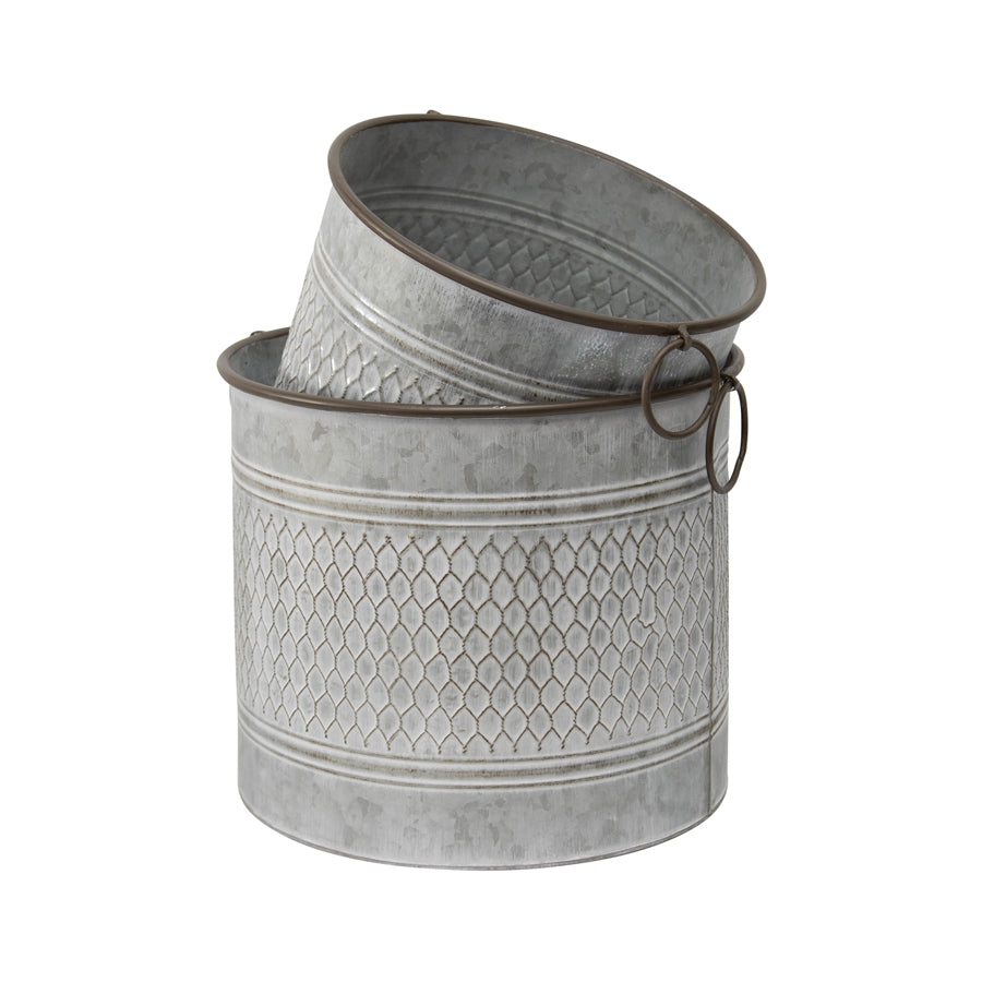 Set 2 Chicken Wire Look Storage Buckets / Planters 34cm, 28cm - Image 5