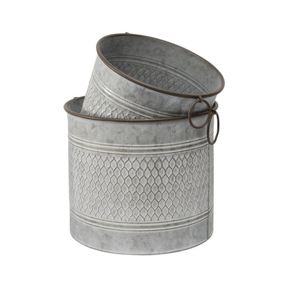 Set 2 Chicken Wire Look Storage Buckets / Planters 34cm, 28cm - Image 5