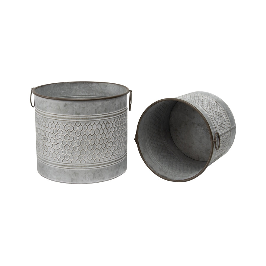Set 2 Chicken Wire Look Storage Buckets / Planters 34cm, 28cm - Image 2