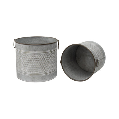 Set 2 Chicken Wire Look Storage Buckets / Planters 34cm, 28cm - Image 2