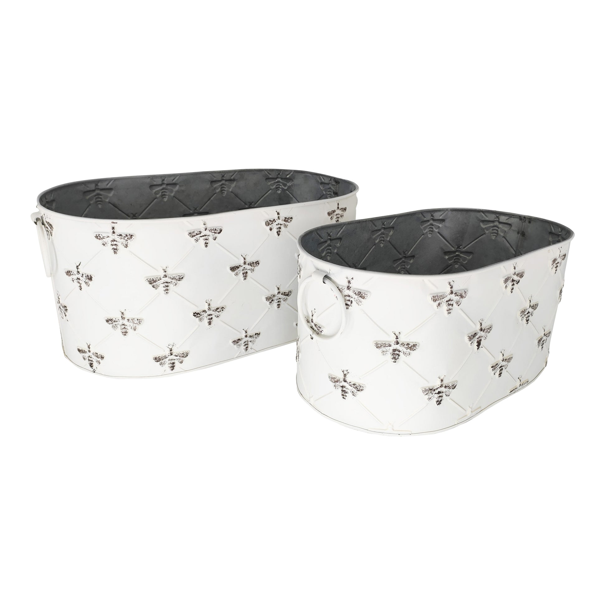 Set 2 Oval Bee Planters / Storage 44cm