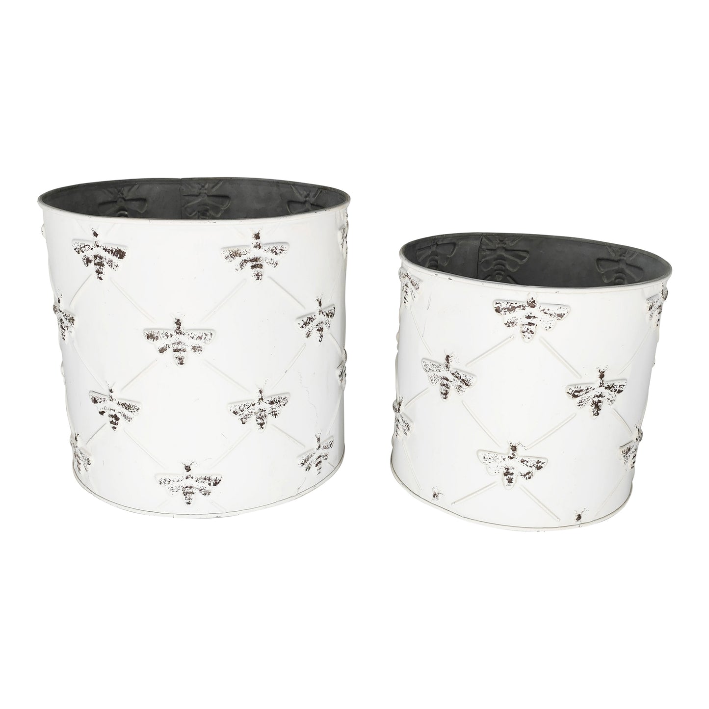 Set 2 Round Bee Planters 20cm