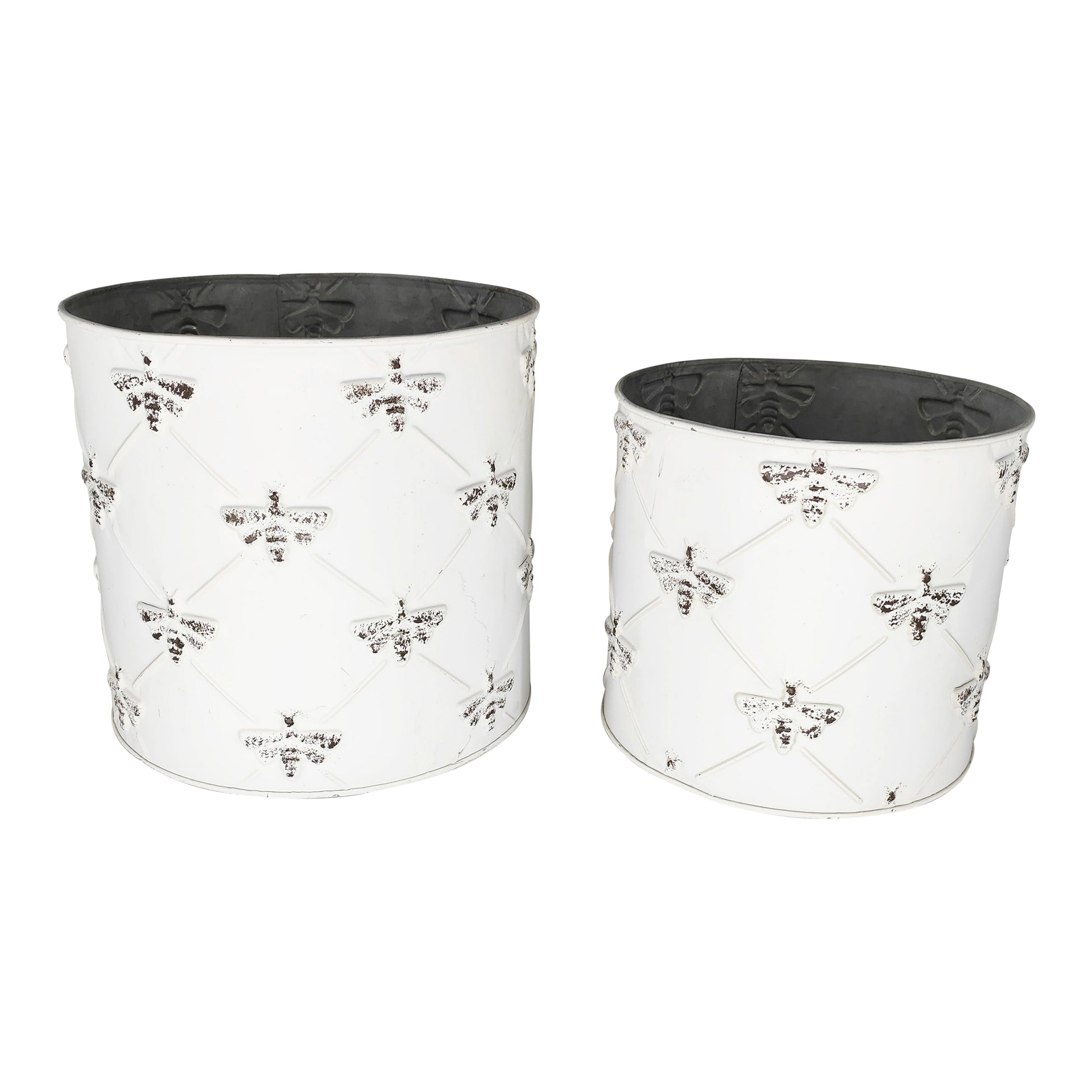 Set 2 Round Bee Planters 20cm