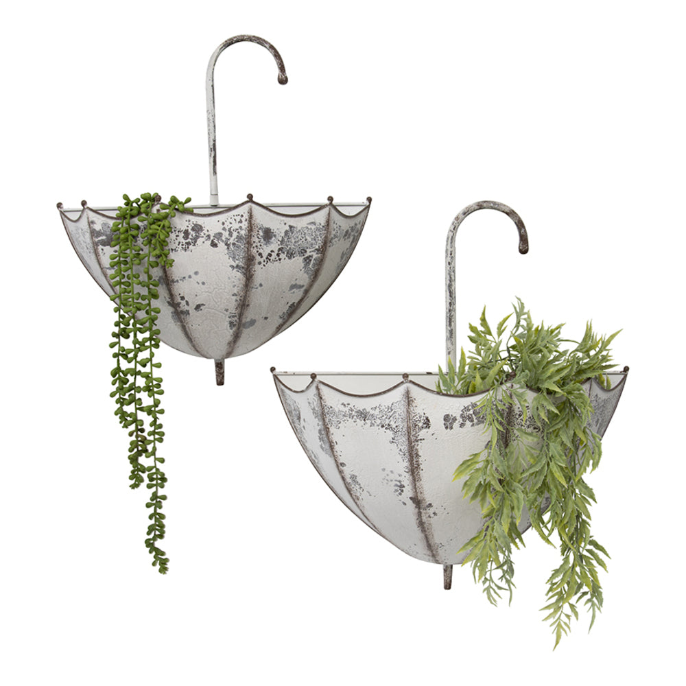 Set 2 Distressed Umbrella Wall Planters 45cm