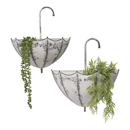 Set 2 Distressed Umbrella Wall Planters 45cm