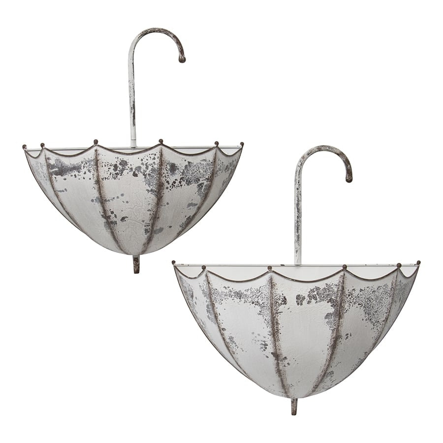 Set 2 Distressed Umbrella Wall Planters 45cm - Image 3