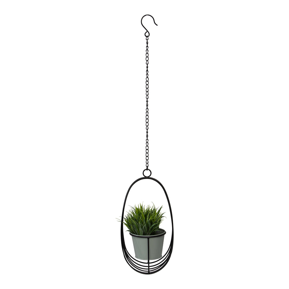 Contemporary Hanging Orb w Pot & Chain Planter 30cm