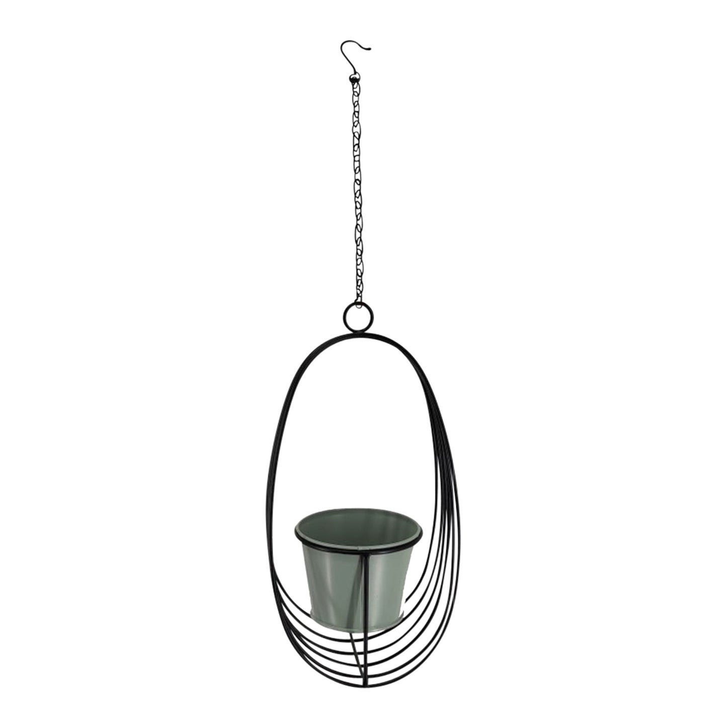 Contemporary Hanging Orb w Pot & Chain Planter 30cm - Image 4