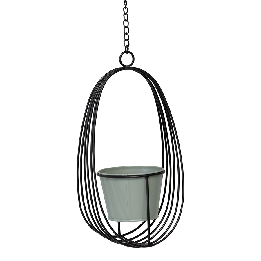 Contemporary Hanging Orb w Pot & Chain Planter 30cm - Image 2