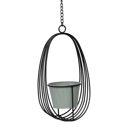 Contemporary Hanging Orb w Pot & Chain Planter 30cm - Image 2