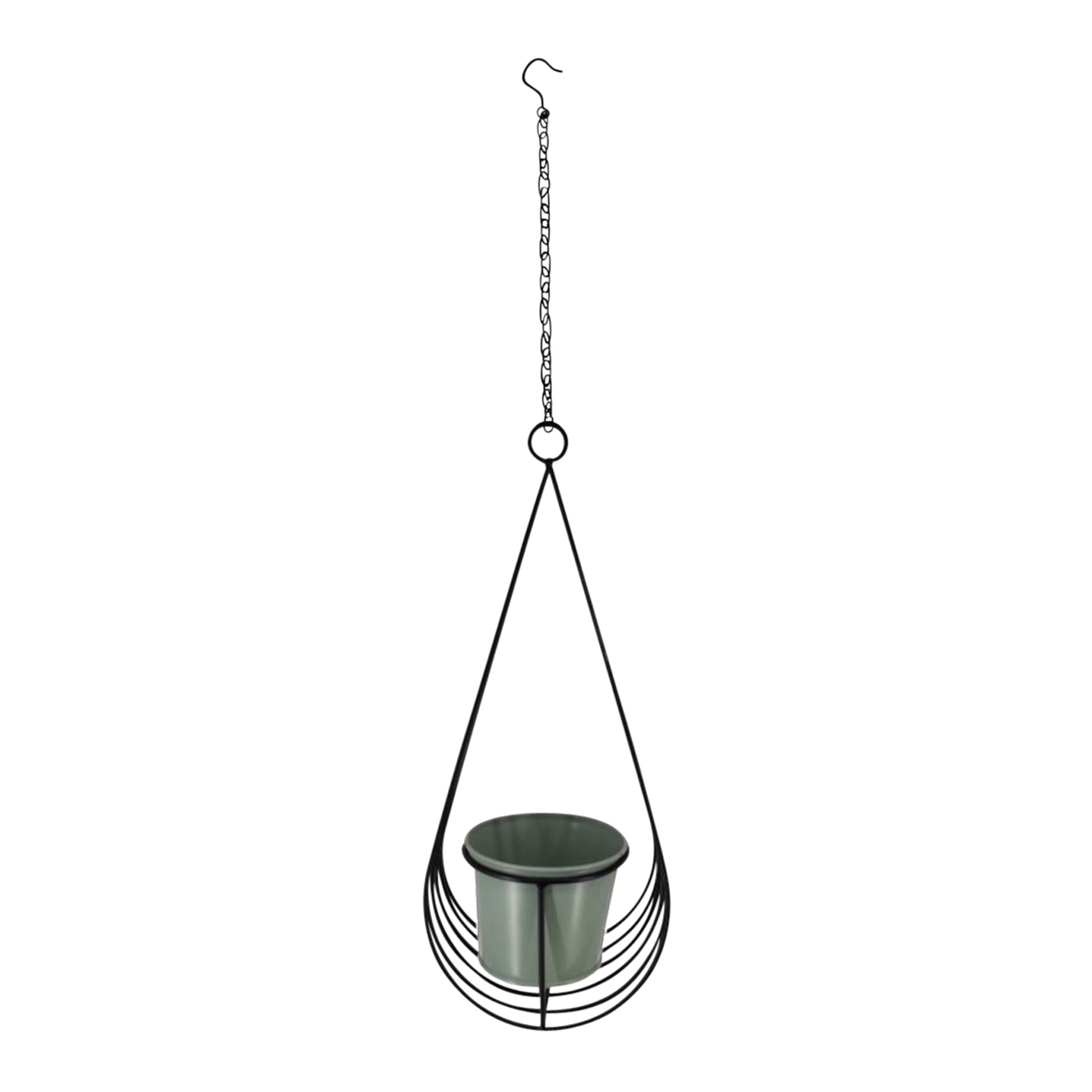 Contemporary Hanging Cradle w Pot & Chain Planter 35cm - Image 3