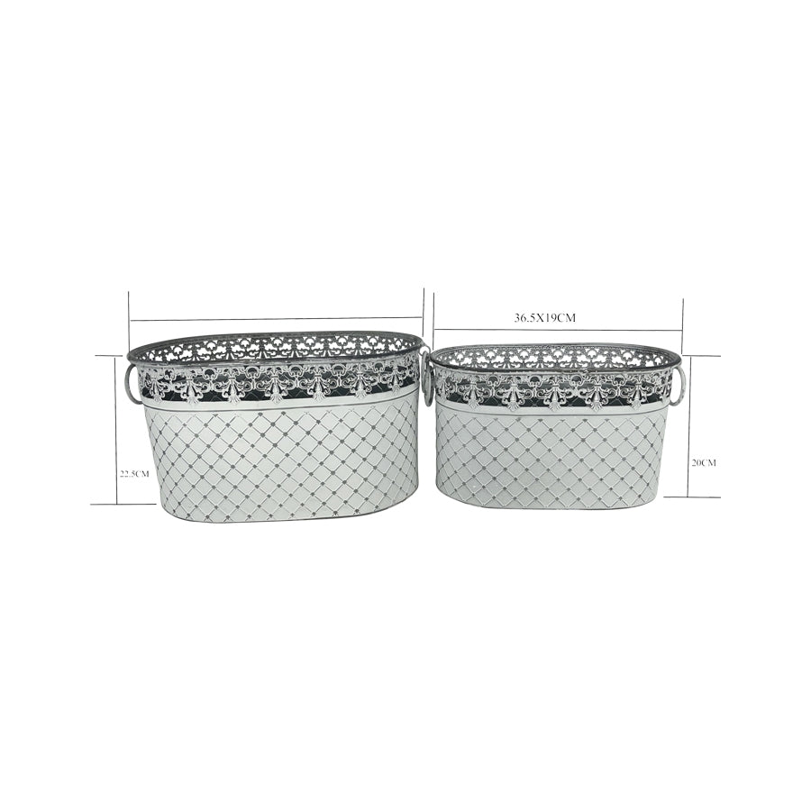 Set 2 French Country Oval Planter / Storage 40cm - Image 5