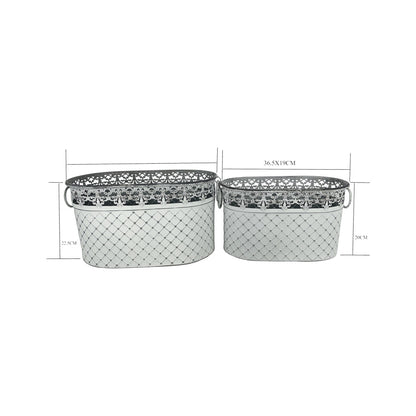 Set 2 French Country Oval Planter / Storage 40cm - Image 5