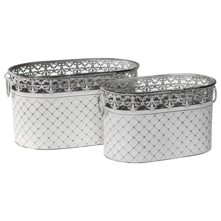 Set 2 French Country Oval Planter / Storage 40cm - Image 4