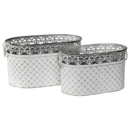 Set 2 French Country Oval Planter / Storage 40cm - Image 4