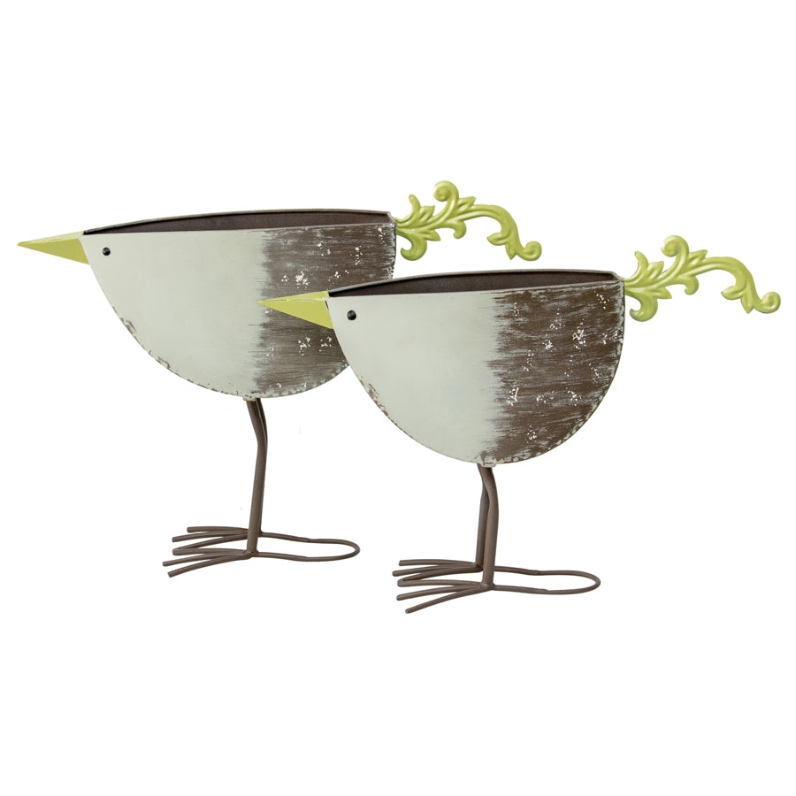 Set 2 Green Bird Planters / Storage 49cm - Image 4
